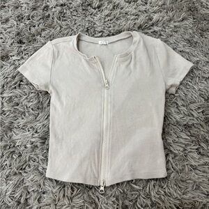 Garage Cream Zip-Up Top